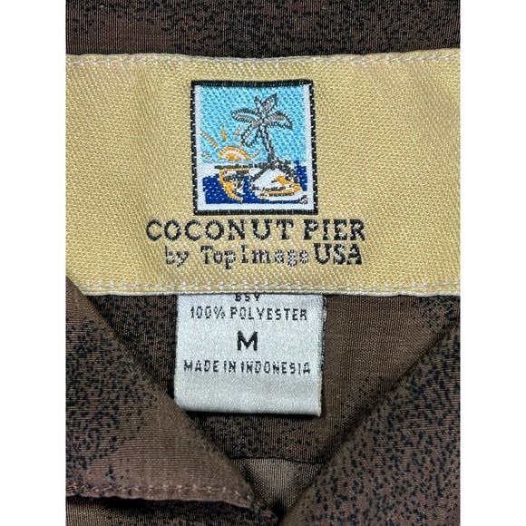 Vintage COCONUT‎ PIER Men's Medium Hawaiian Shirt Loop Collar Aloha Camp Top - Picture 4 of 8